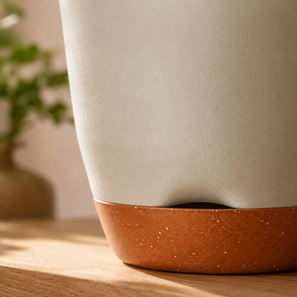 matiere pot de fleur blanc base terracotta