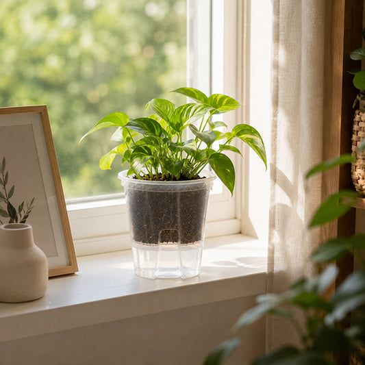 pot de fleurs design durable sur rebord fenetre