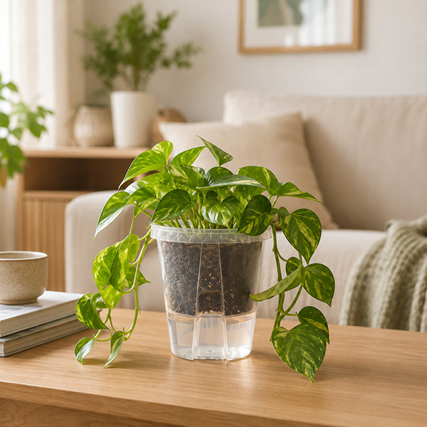pot de fleurs design durable sur table basse salon