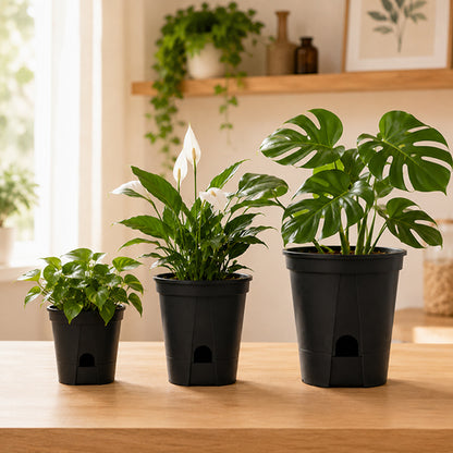 trois differentes tailles de pot de fleurs design resistant